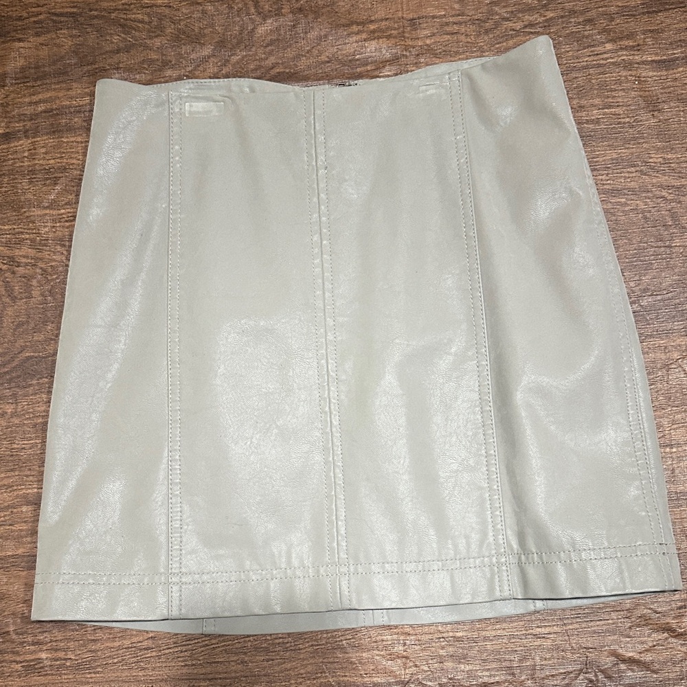 Free People Elegant Gray Leather Mini Skirt